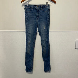 Women's Hollister Juniors 3 R Blue High-Rise Distressed Jeggings 26 W 28 L